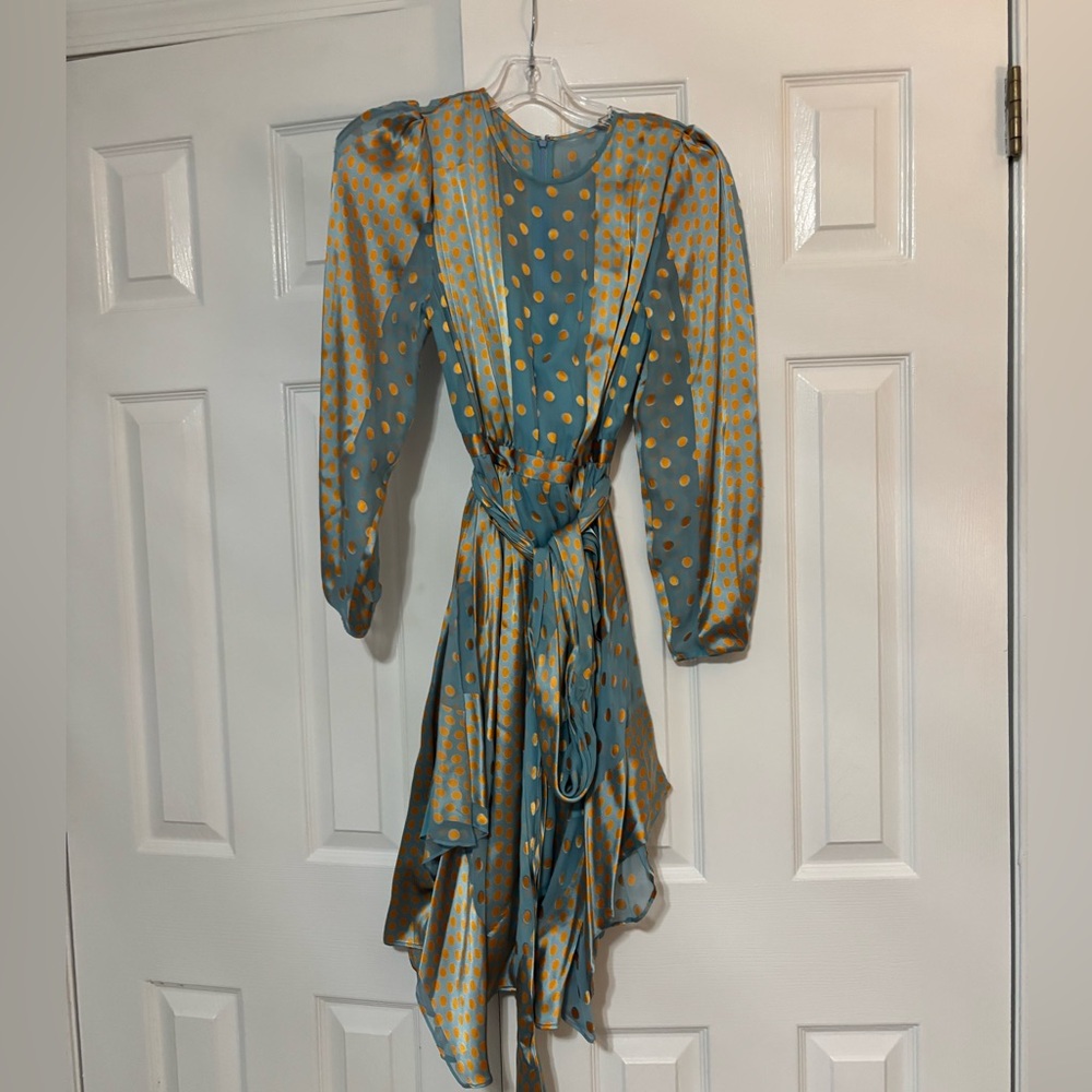 Diane Von Furstenberg silk Blue and Gold Dress women’s size 0